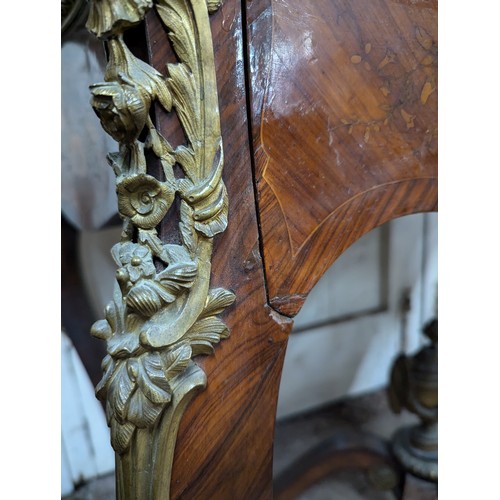 2026 - An antique French kingwood Louis XV style serpentine fronted dressing table, with raised mirrored ba... 