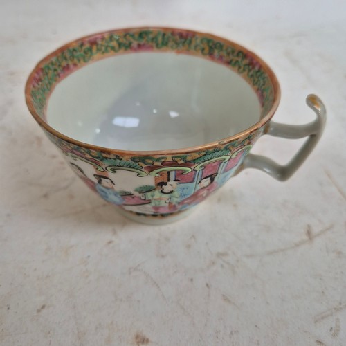 186 - A set of 5 Chinese famille rose Canton cups and saucers