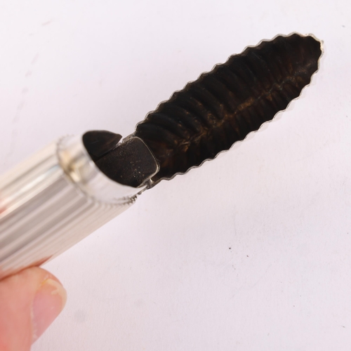 101 - A Victorian silver Vesta case, indistinct maker, Birmingham 1891, rounded rectangular form with flut... 