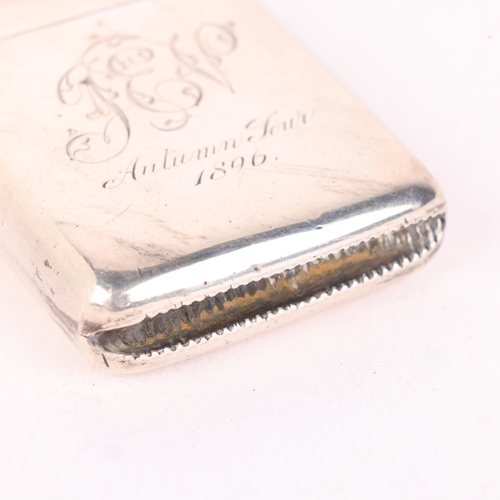 107 - A late Victorian silver Vesta case, Thomas Hayes, Birmingham 1895, rounded rectangular form with gil... 