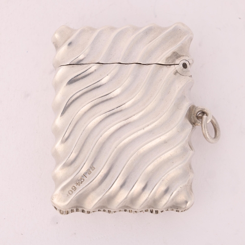 115 - A late Victorian silver Vesta case, James Dixon & Sons, Sheffield 1895, rectangular form with wavy f... 