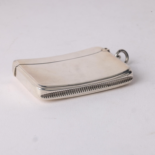 117 - A George V silver Vesta case, Gourdel Vales & Co, 1919, curved rectangular form with gilt interior, ... 