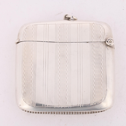 151 - An Art Deco George V silver Vesta case, John Thompson & Sons, Birmingham 1925, curved rectangular fo... 