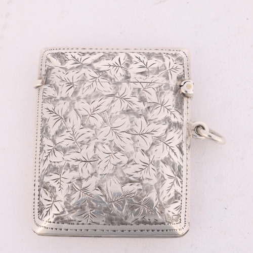 159 - A George V silver Vesta case, Payton, Pepper & Sons Ltd, Birmingham 1913, rectangular cushion form w... 