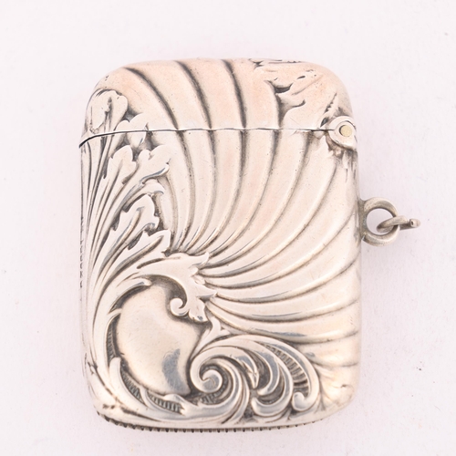 163 - A late Victorian silver Vesta case, CT Burrows & Sons, Birmingham 1896, rounded rectangular form wit... 