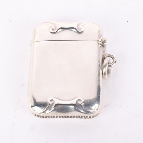 178 - A late Victorian silver Vesta case, Henry Matthews, Birmingham 1898, rounded rectangular form with r... 