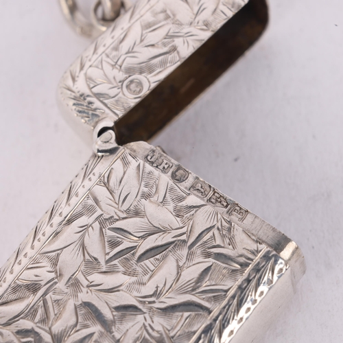 181 - A Victorian miniature silver Vesta case, Joseph Fray, Chester 1885, rectangular form with allover en... 