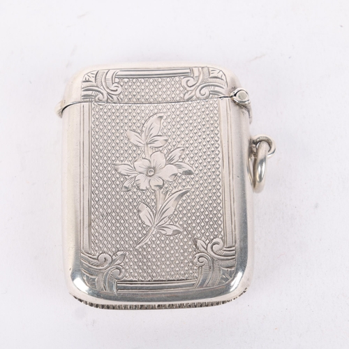 192 - An Edwardian silver Vesta case, G Loveridge & Co, Birmingham 1902, curved rectangular form with allo... 