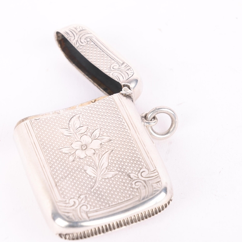 192 - An Edwardian silver Vesta case, G Loveridge & Co, Birmingham 1902, curved rectangular form with allo... 