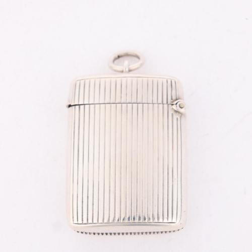 196 - A late Victorian silver Vesta case, Matthew John Jessop, London 1901, rectangular form with allover ... 