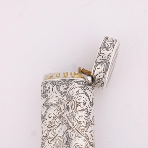 2 - SAMPSON MORDAN & CO - A Victorian novelty silver combination Vesta case/whistle, London 1884, oval s... 