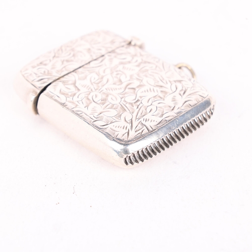 206 - A late Victorian miniature silver Vesta case, William Oliver, Birmingham 1895, rectangular form with... 