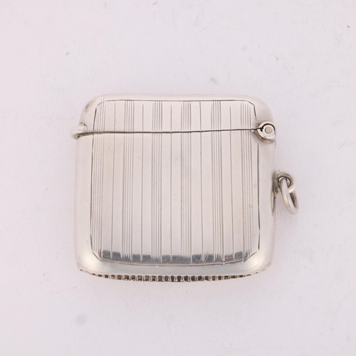 207 - An Art Deco George V silver Vesta case, John Rose, Birmingham 1919, curved rectangular form with all... 