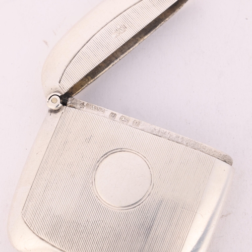 233 - An Edwardian silver slimline Vesta case, A& J Zimmerman, Birmingham 1904, flattened square form with... 