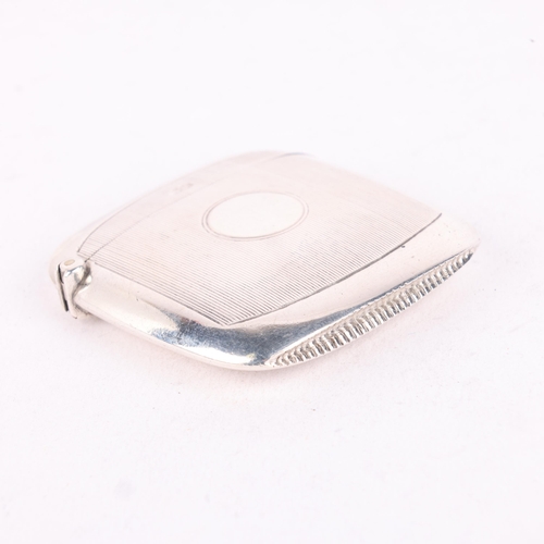 233 - An Edwardian silver slimline Vesta case, A& J Zimmerman, Birmingham 1904, flattened square form with... 