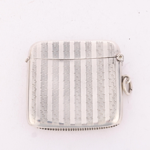 240 - A George V silver Vesta case, TH Hazlewood & Co, Birmingham 1911, curved rectangular form with allov... 