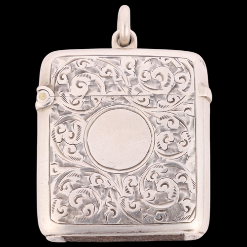 243 - A late Victorian silver Vesta case, Horton & Allday, Birmingham 1900, rectangular form with allover ... 