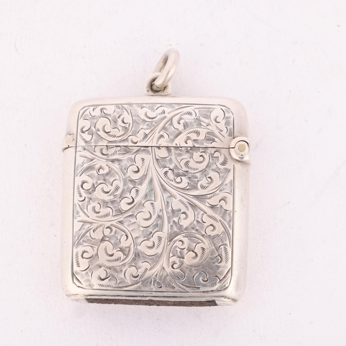 243 - A late Victorian silver Vesta case, Horton & Allday, Birmingham 1900, rectangular form with allover ... 