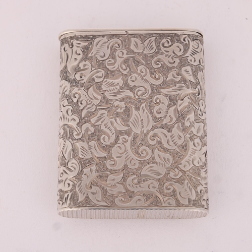 28 - SAMPSON MORDAN & CO - a Victorian silver Vesta case, London 1890, rounded rectangular form with allo... 