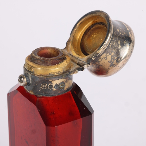 4 - SAMPSON MORDAN & CO - a Victorian novelty silver-mounted ruby glass combination scent bottle/vinaigr... 