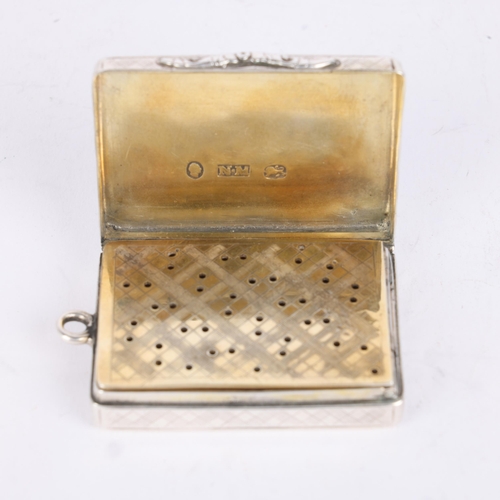 48 - NATHANIEL MILLS - a George IV silver vinaigrette, Birmingham 1827, rectangular form with allover lat... 