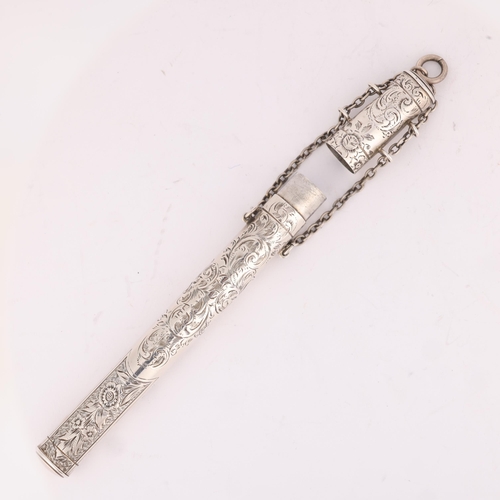 5 - SAMPSON MORDAN & CO - an Edwardian silver thermometer case, London 1905, cylindrical form with allov... 