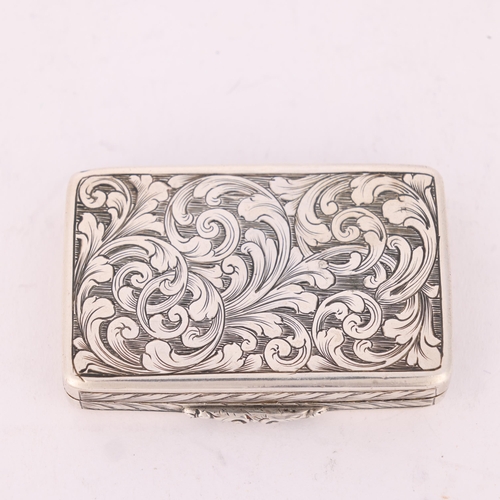 60 - A Victorian silver vinaigrette, Taylor & Perry, Birmingham 1840, rectangular form with allover chase... 