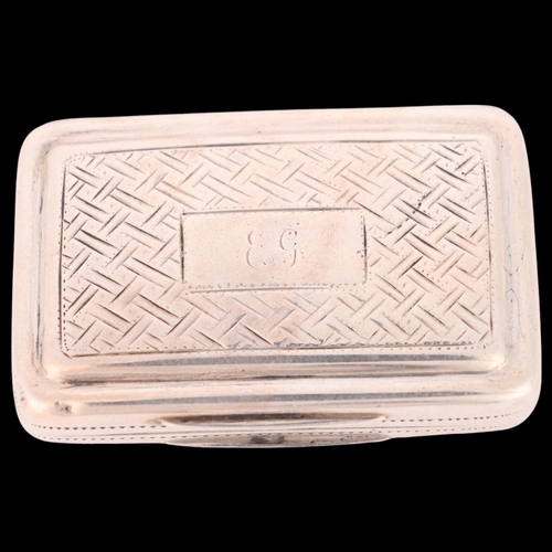 63 - A George IV silver vinaigrette, Ledsam & Vale, Birmingham 1821, rectangular cushion form with bright... 