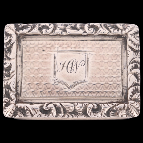 64 - A George IV silver vinaigrette, William Smith, Birmingham 1830, rectangular form with engine turned ... 