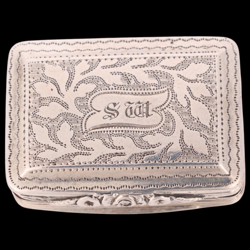 65 - A George IV silver vinaigrette, John Thropp, Birmingham 1824, rectangular cushion form with bright-c... 