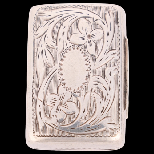 67 - A William IV silver vinaigrette, Francis Clarke, Birmingham 1835, rectangular form with bright-cut e... 