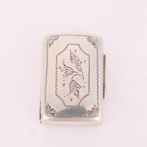 67 - A William IV silver vinaigrette, Francis Clarke, Birmingham 1835, rectangular form with bright-cut e... 