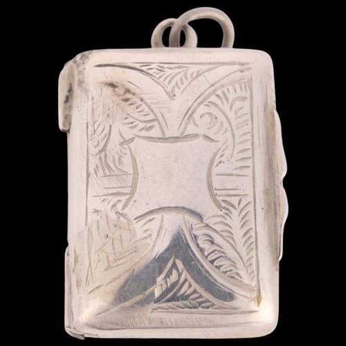 69 - A Victorian silver vinaigrette, George Unite, Birmingham 1864, rectangular form with bright-cut engr... 