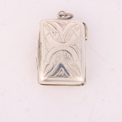 69 - A Victorian silver vinaigrette, George Unite, Birmingham 1864, rectangular form with bright-cut engr... 