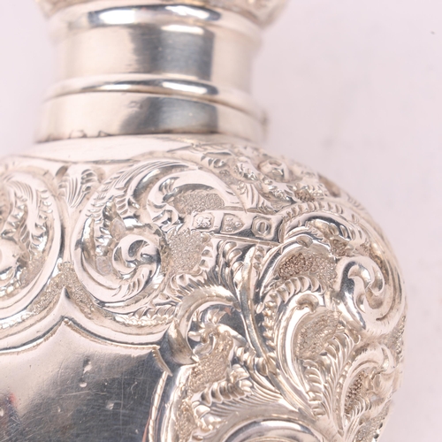 72 - A late Victorian silver 'Heart' scent bottle, George Watts & Co, Chester 1897, allover relief emboss... 