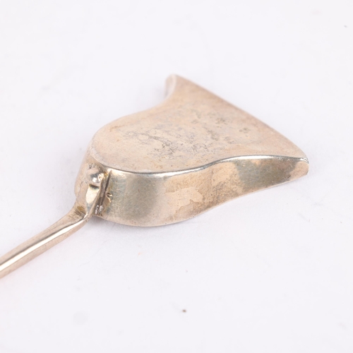 76 - An Antique silver 'Fire Shovel' masking spoon, 18th century, no hallmarks, 14.5cm, 8g