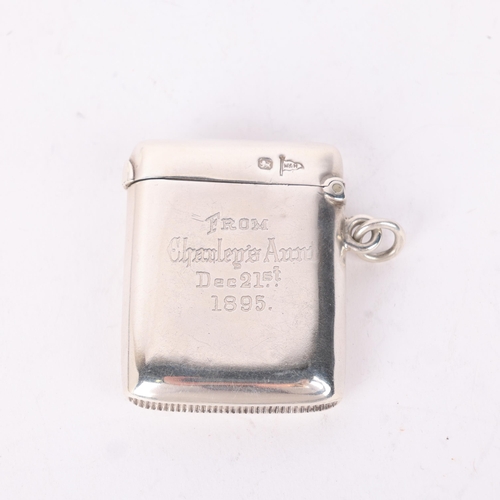 87 - A late Victorian novelty silver 'Charley's Aunt' Vesta case, Walker & Hall, Sheffield 1895, relief e... 