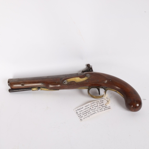 24 - A flintlock coach pistol circa 1820, by John & William Calvert of Leeds, barrel length 20.5cm, overa... 