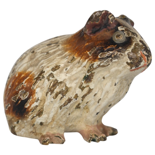 257 - An early 20th century Austrian cold painted bronze guinea pig, length 3.5cm