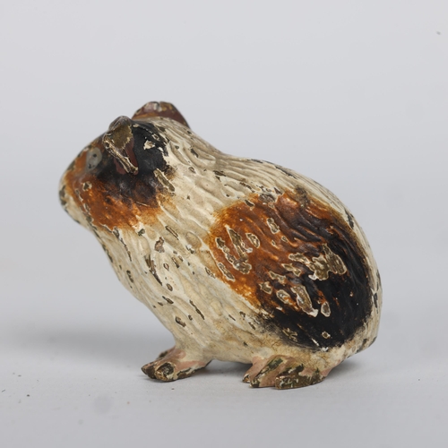 257 - An early 20th century Austrian cold painted bronze guinea pig, length 3.5cm