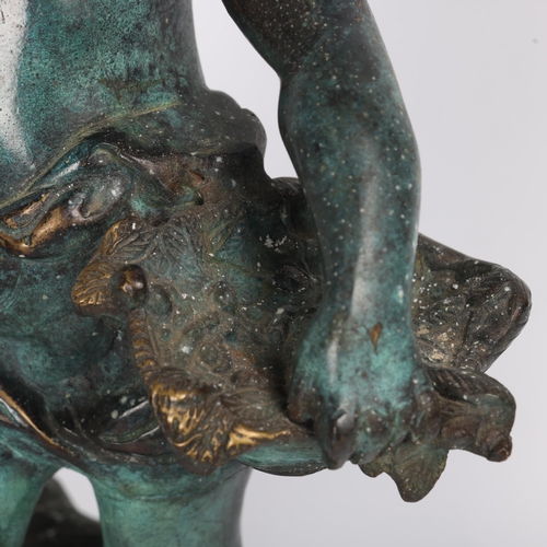 260 - A verdigris patinated bronze figure of Bacchus, height 37cm