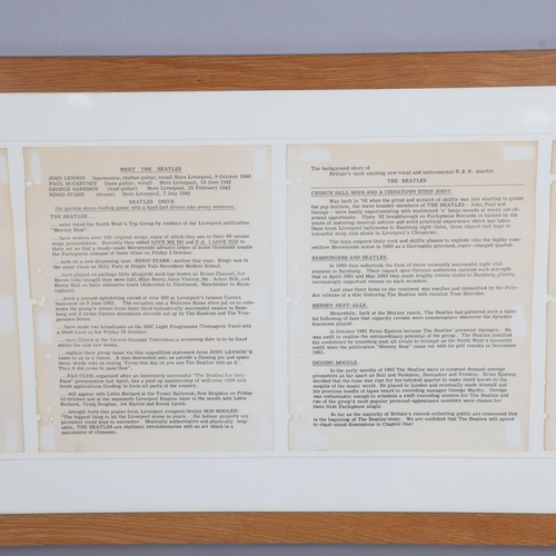 38 - Introducing The Beatles, original first press release 1962 by Tony Barrow for EMI commissioned by Br... 