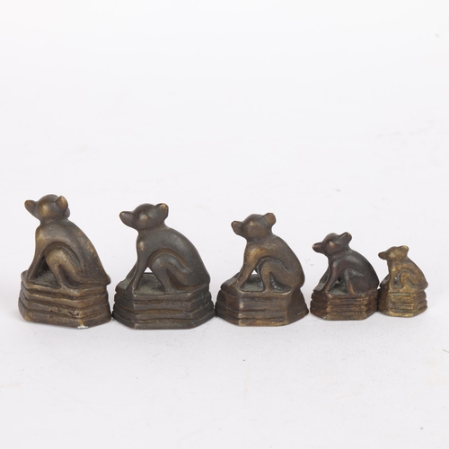 79 - A group of 4 Chinese miniature bronze animal seals