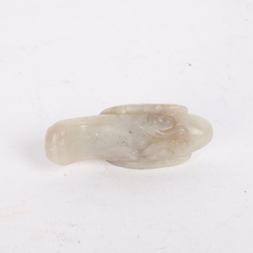 80 - A Chinese carved jade bird design pendant, length 7.5cm