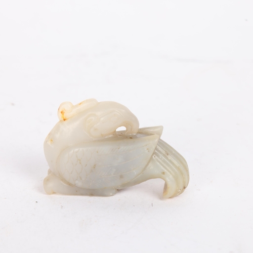 81 - A Chinese carved jade bird design pendant, length 6cm