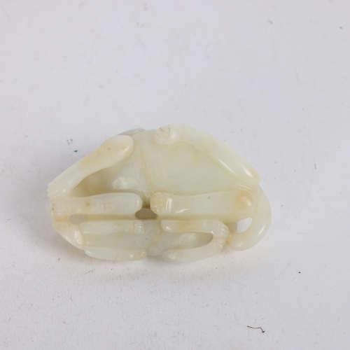 83 - A Chinese relief carved jade buffalo and calf, Qing Dynasty, length 7cm