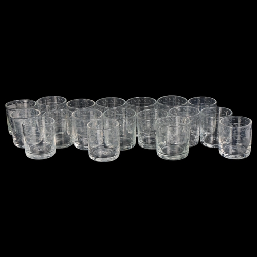 94 - A set of 18 x 19th century Swedish small glass tumblers, engraved with swags and pendants, each with... 