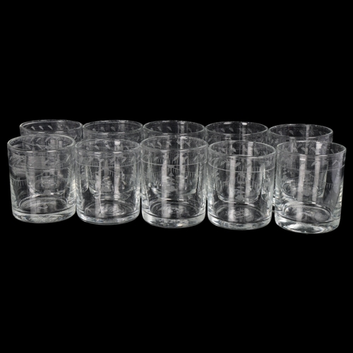 95 - A set of 10 x 19th century Swedish glass tumblers, engraved with swags and pendants, each with snapp... 