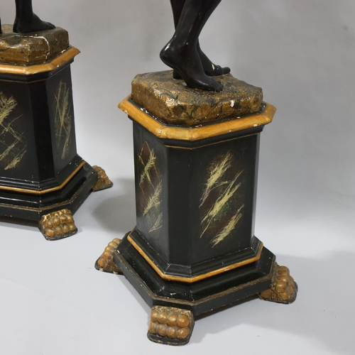 3 - Pair of Italian carved pine and polychrome decorated Blackamoor torcheres, Venetian late 19th centur... 