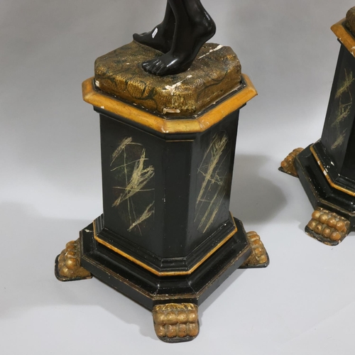 3 - Pair of Italian carved pine and polychrome decorated Blackamoor torcheres, Venetian late 19th centur... 